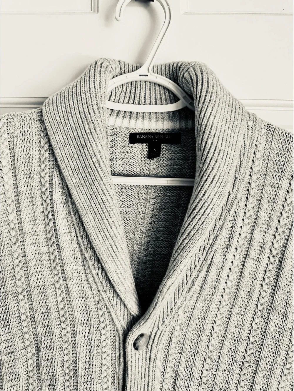 Classic Banana Republic Men's Shawl-Collar Cable-Knit Cardigan Sweater Size S